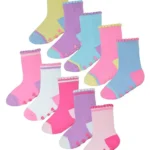 10 Pack Non Slip Baby Girl Heel and Toe Socks - Comfortable, Colorful, and Safe for Your Little Princess