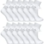 12 Pack Girls Cotton Frilly Lace Socks - Soft, Comfortable, 7 Sizes Available