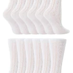 12 Pack Girls Cotton Rich Knee High White Socks - Comfortable & Stylish School Socks for All Seasons