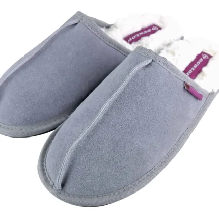Ladies Fleece Lined Suede Mules Slippers - Cozy Indoor Footwear by Dunlop | Ultimate Comfort & Style
