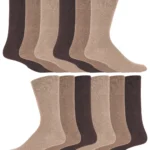 12 Pairs Men's Gentle Grip Diabetic Socks - Loose Top, Non-Binding, Soft Cotton Comfort | IOMI