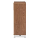 Modern & Contemporary Walnut Medium Brown Wood 2-Door Shoe Cabinet with Open Shelves - Image 5