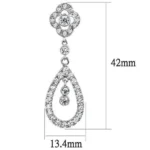 Elegant Rhodium Brass Earrings with AAA Grade Clear CZ Stones - 3W1351 - Image 2