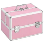 vidaXL Pink Aluminium Make-up Case 22x30x21 cm - Stylish & Portable Cosmetic Organizer for Beauty Enthusiasts