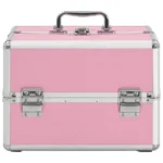 vidaXL Pink Aluminium Make-up Case 22x30x21 cm - Stylish & Portable Cosmetic Organizer for Beauty Enthusiasts - Image 3