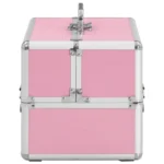 vidaXL Pink Aluminium Make-up Case 22x30x21 cm - Stylish & Portable Cosmetic Organizer for Beauty Enthusiasts - Image 4