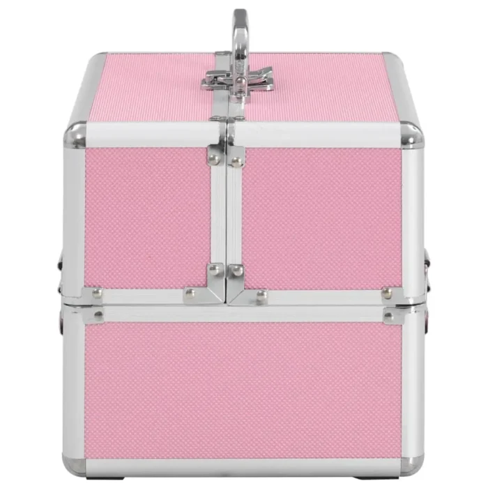 vidaXL Pink Aluminium Make-up Case 22x30x21 cm - Stylish & Portable Cosmetic Organizer for Beauty Enthusiasts - Image 4