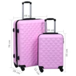 vidaXL Hardcase Trolley Set 2 pcs - Stylish Pink ABS Luggage for Travel - Image 12