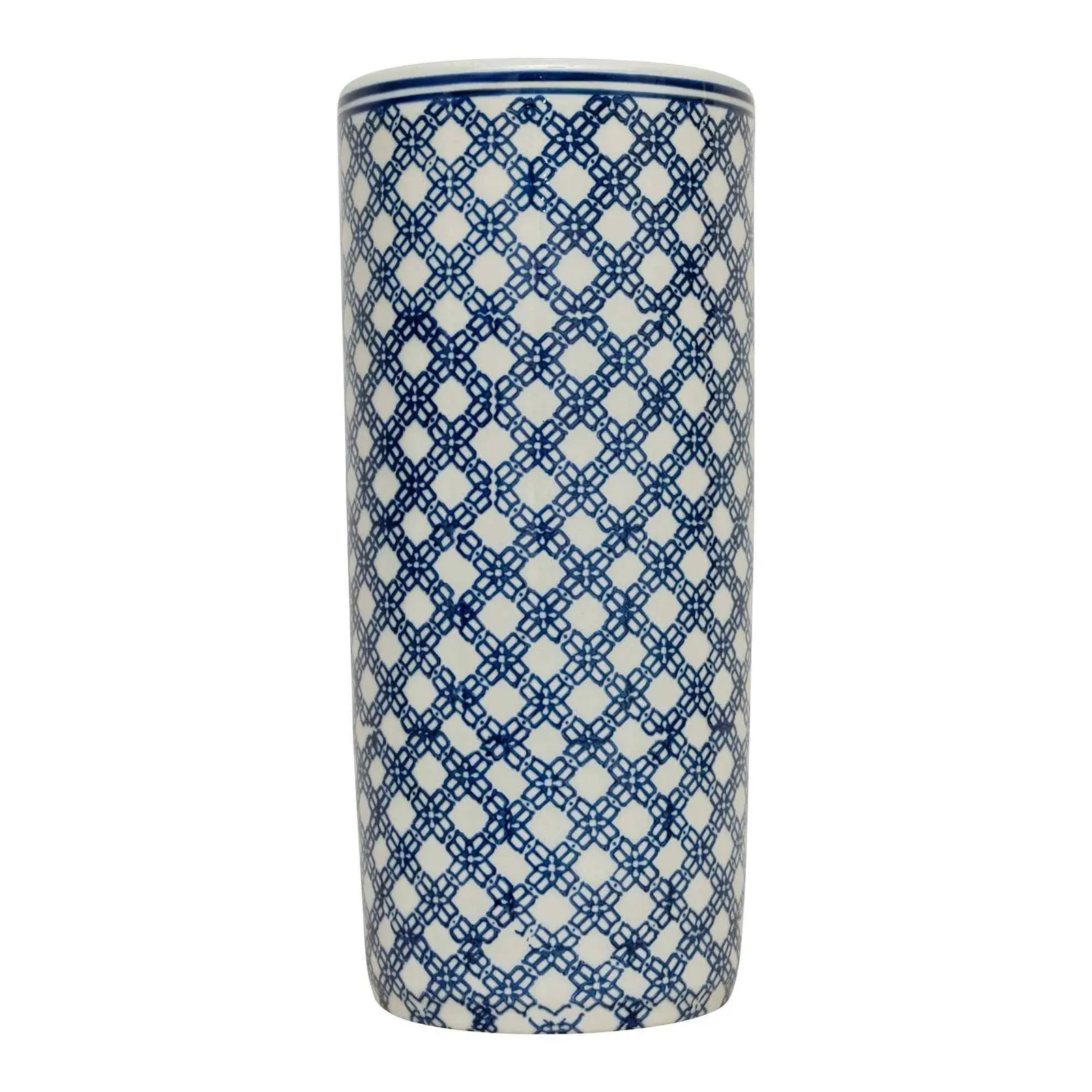 26398797_large.webp Daisy Chain Blue & White Floral Umbrella Stand - Hand Painted, Modern Design - Image 1