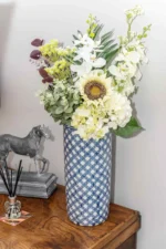 Daisy Chain Blue & White Floral Umbrella Stand - Hand Painted, Modern Design - Image 4