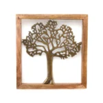 Brass Tree of Life in Wooden Frame - Elegant & Unique Home Decor Accent