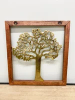 Brass Tree of Life in Wooden Frame - Elegant & Unique Home Decor Accent - Image 2