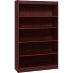 Elegant Lorell Mahogany Panel End Hardwood Veneer Bookcase - 5 Adjustable Shelves, 550 lb Load Capacity - Durable Wood & Laminate Finish - Image 2