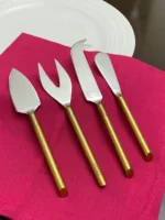 Golden Cheese Knives Set of 4 - Elegant Stainless Steel with Hammered Handles - Perfect for All Cheese Types - Ideal Gift for Housewarming & Special Occasions - Image 4