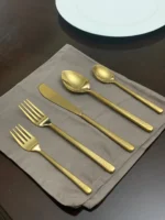 Vibhsa 20 Piece Gold Flatware Set - Service for 4 | Elegant & Shiny Luxurious Design - Image 3