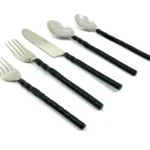 Vibhsa 20-Piece Stainless Steel Flatware Set with Black Swirl Handle - Elegant & Durable