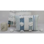 Elegant Accent Pillow with Large Poms and Corner Tassels - 14" x 20" with Insert | Handwoven, Soft & Durable Decor