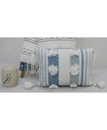 Elegant Accent Pillow with Large Poms and Corner Tassels - 14" x 20" with Insert | Handwoven, Soft & Durable Decor
