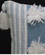 Elegant Accent Pillow with Large Poms and Corner Tassels - 14" x 20" with Insert | Handwoven, Soft & Durable Decor - Image 5