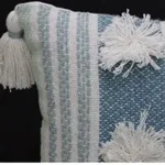 Elegant Accent Pillow with Large Poms and Corner Tassels - 14" x 20" with Insert | Handwoven, Soft & Durable Decor - Image 4