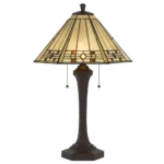 Elegant 60W x 2 Tiffany Table Lamp - Stained Glass Shade & Double Socket Design - Image 4