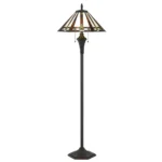 60W X 2 Tiffany Floor Lamp with Colorful Stained Glass Shade & Double Pull Chain - Image 3