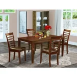 Elegant 7-Piece Dining Set - Modern Mahogany Table with 6 Faux Leather Chairs