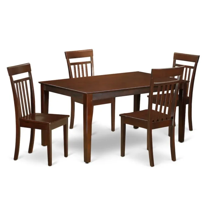 Elegant 5-Piece Dining Room Set | Solid Wood Table & 4 Kitchen Chairs in Mahogany Finish - Image 1