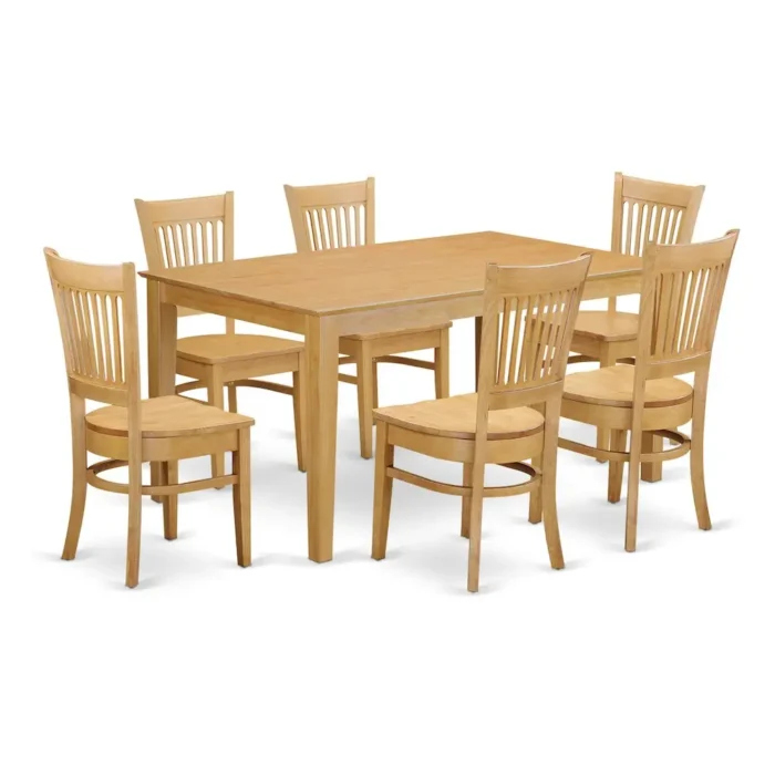 Elegant 7 Piece Dining Room Set - Solid Wood Dining Table & 6 Chairs in Oak Finish | Robust & Stylish - Image 1