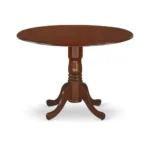 Elegant Mahogany 5-Piece Kitchen Table Set | Round Dining Table & 4 Linen Chairs - Image 3