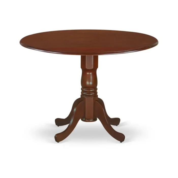 Elegant Mahogany 5-Piece Kitchen Table Set | Round Dining Table & 4 Linen Chairs - Image 3
