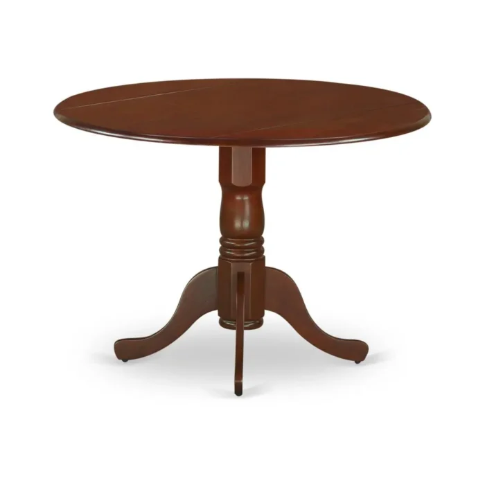 Elegant Mahogany 5-Piece Kitchen Table Set | Round Dining Table & 4 Linen Chairs - Image 4