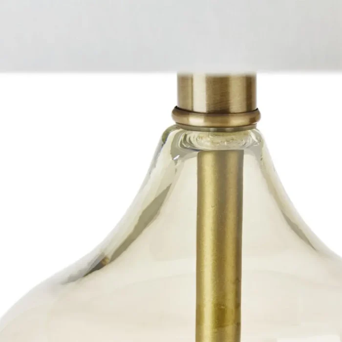 Ellipse Table Lamp Set Of 2 - Elegant Blue Glass Base with White Drum Shade - Image 9