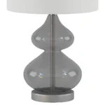 Ellipse Table Lamp Set Of 2 - Elegant Blue Glass Base with White Drum Shade - Image 14