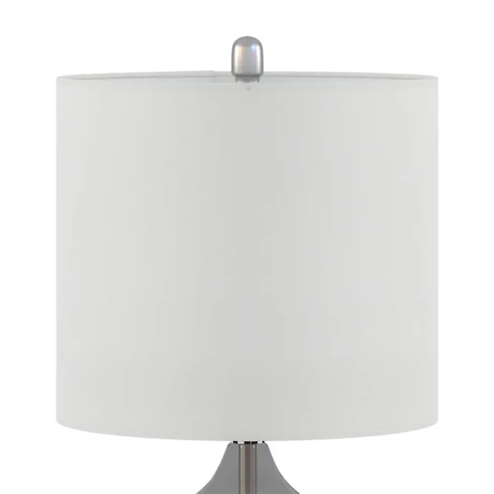 Ellipse Table Lamp Set Of 2 - Elegant Blue Glass Base with White Drum Shade - Image 15