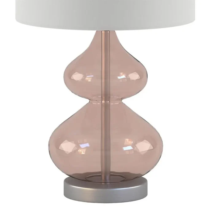 Ellipse Table Lamp Set Of 2 - Elegant Blue Glass Base with White Drum Shade - Image 19