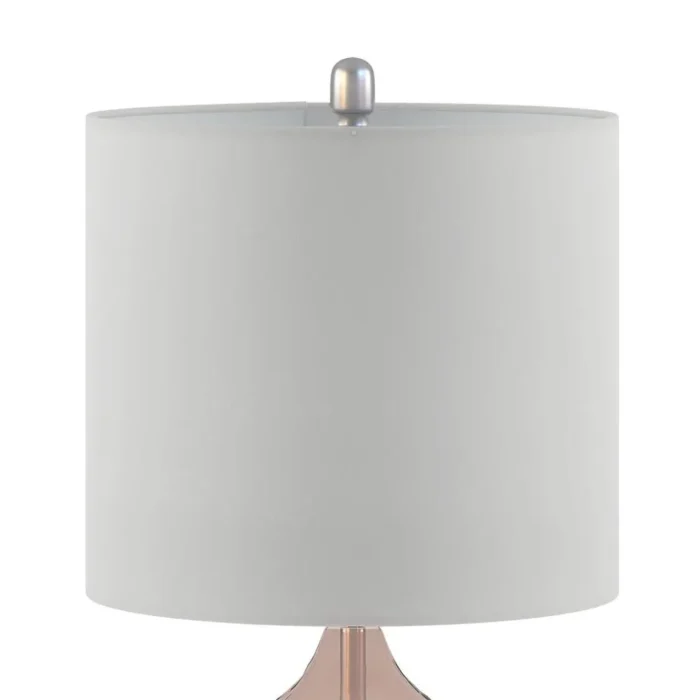 Ellipse Table Lamp Set Of 2 - Elegant Blue Glass Base with White Drum Shade - Image 20