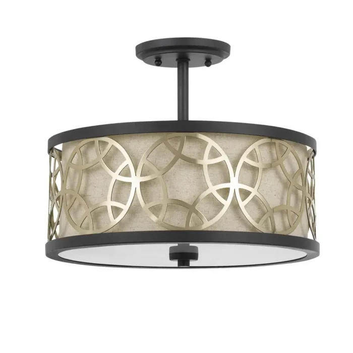 Elegant 60W x 2 Carmel 2 Light Metal Semi-Flush/Pendant Chandelier with Adjustable Height - Image 2