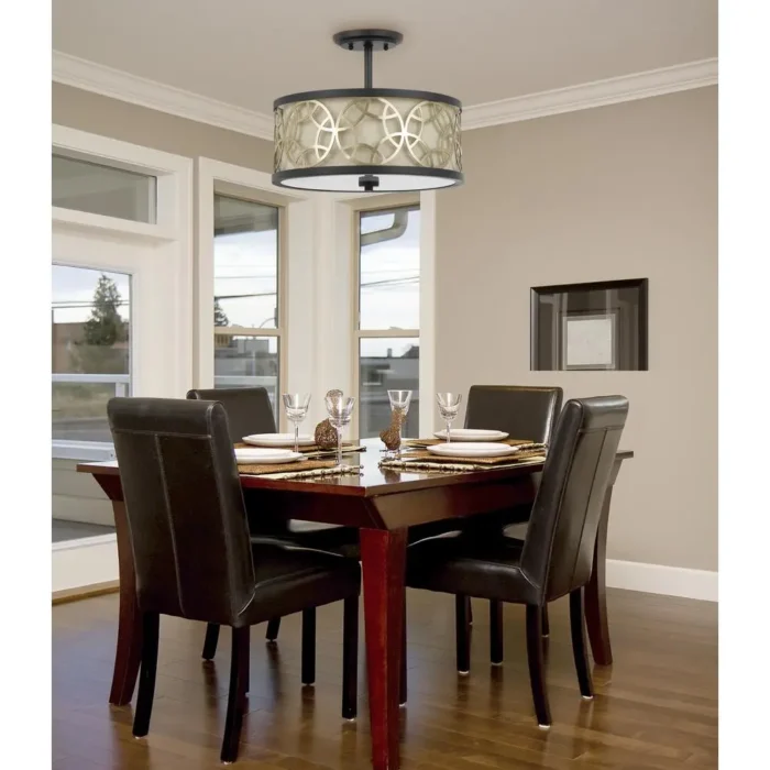 Elegant 60W x 2 Carmel 2 Light Metal Semi-Flush/Pendant Chandelier with Adjustable Height - Image 4