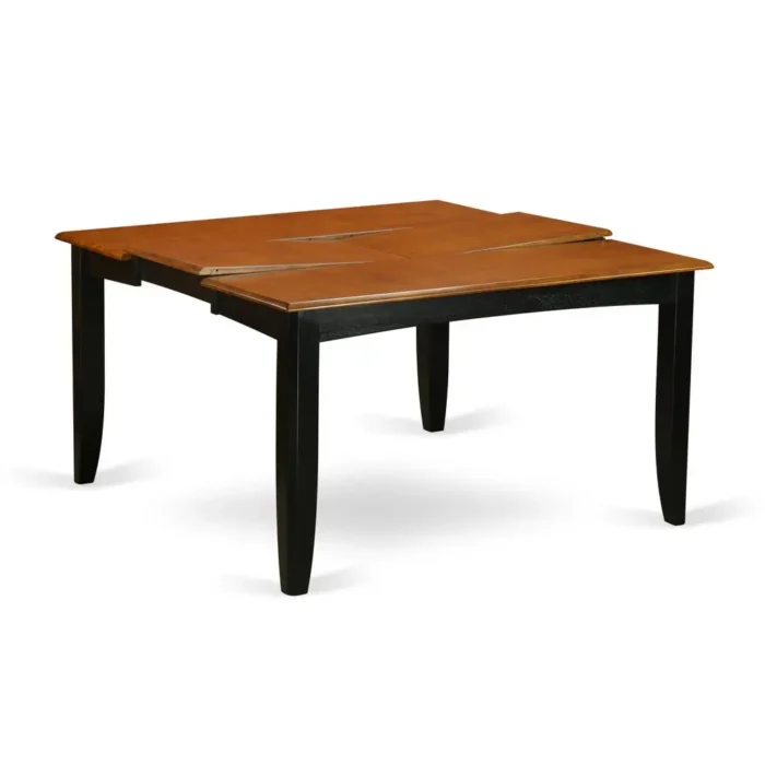 Elegant 5 Pc Dining Set - Square Table with Leaf and 4 Cushioned Chairs in Dark Black & Cherry Finish - Image 4