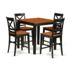 Elegant 5-Piece Pub Table Set - Counter Height with 4 Sturdy Chairs | Perfect for Dining Area & Kitchen | Premium Asian Hardwood
