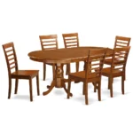 Elegant 7 Piece Dining Room Set - Extendable Oval Table & 6 Slat Back Chairs, Saddle Brown Finish