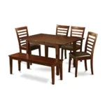 Luxurious 7-Piece Mahogany Kitchen Table Set - Modern Dining Table & 6 Ladder Back Chairs