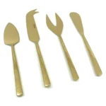 Elegant Artisan Handcrafted Stainless Steel Cheese Knives Set with Golden Handle - Perfect for Cheese Lovers & Gift Giving
