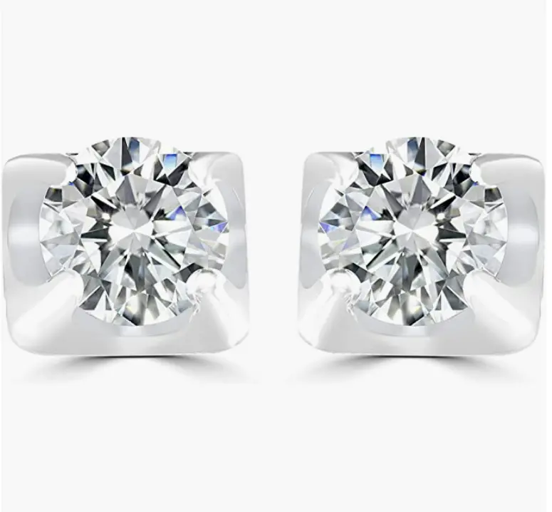 29198257_large.webp Sterling Silver Moissanite Earrings | 5mm 0.79 Carat | Dazzling & Eco-Friendly - Image 1