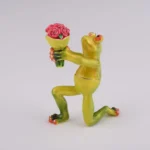 Romantic Frog Holding Flowers - Handcrafted 24K Gold Plated Trinket Box with Austrian Crystals by Keren Kopal