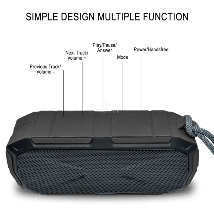 Water Resistant Bluetooth Speaker with Enhanced Bass - Portable, Durable & Perfect for Outdoors - Image 3
