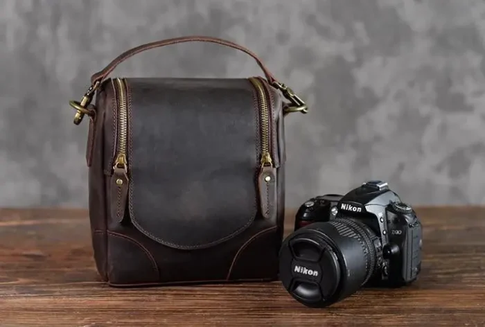 The Calista | Handcrafted Full-Grain Leather Camera Bag - Small, Durable DSLR & Mirrorless Case - Image 3