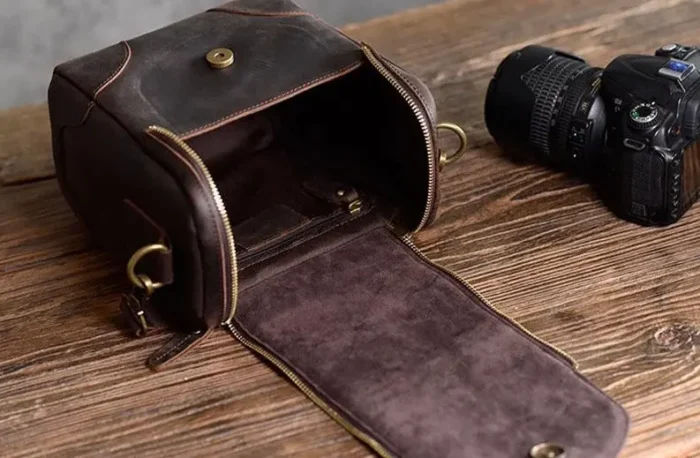 The Calista | Handcrafted Full-Grain Leather Camera Bag - Small, Durable DSLR & Mirrorless Case - Image 6
