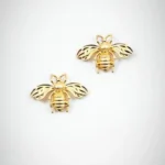 Bee Mine Only Earrings - Gold Bee Studs with Crystal Eyes, Lead and Nickel Free | Elegant & Hypoallergenic